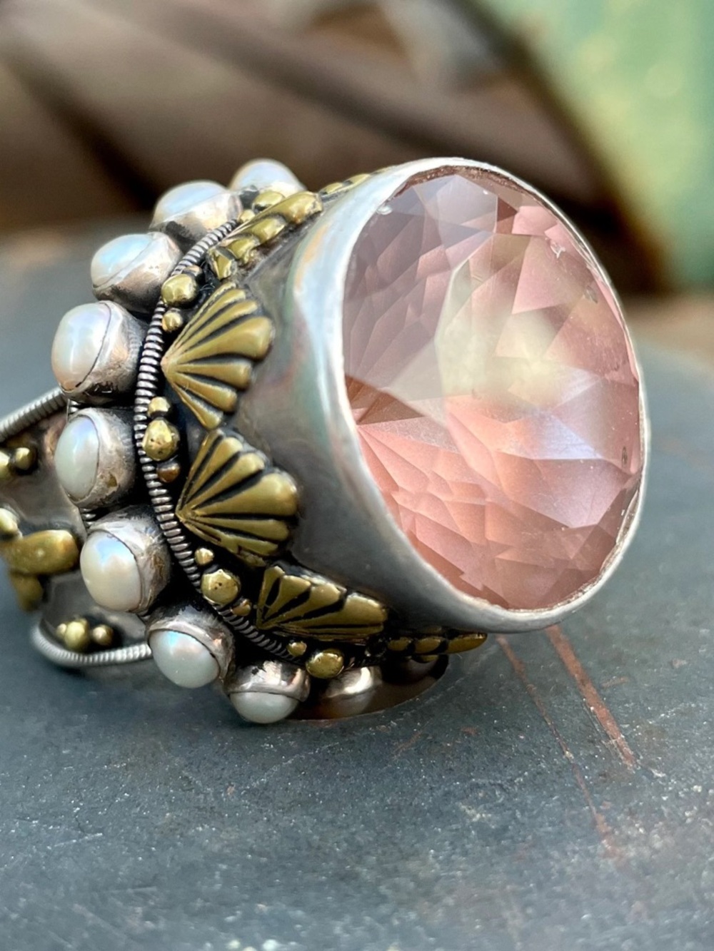 Mars and Valentine echo the dreamer Pink Crystal Statement Ring. Very rare!!